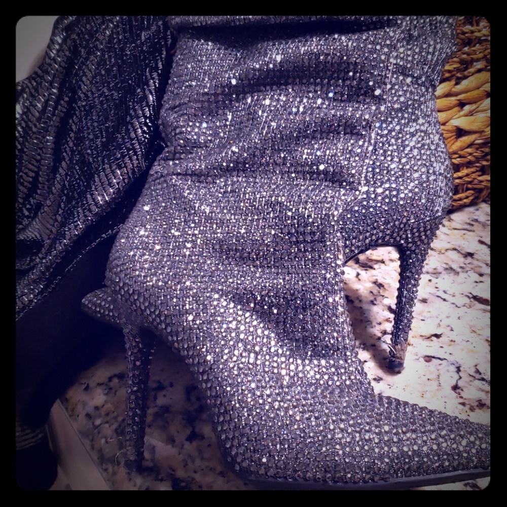 Sequin heeled boots